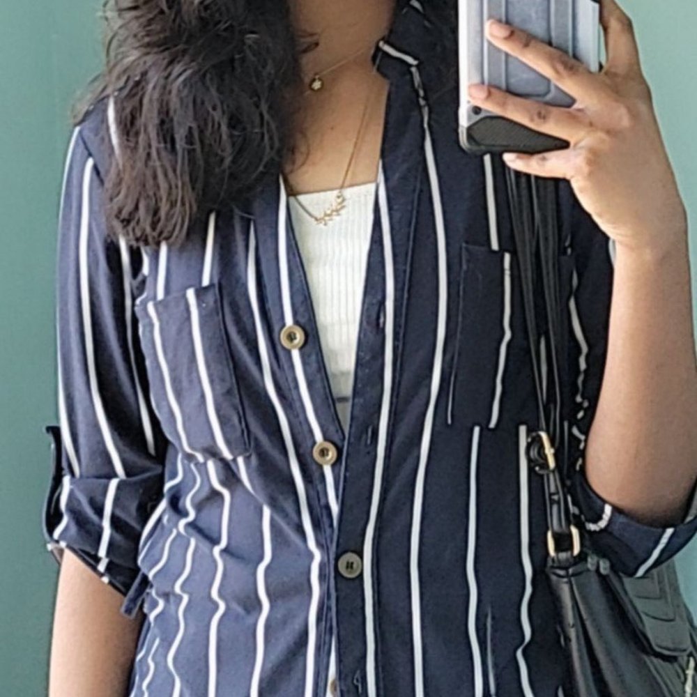 Blue and White Button up dress